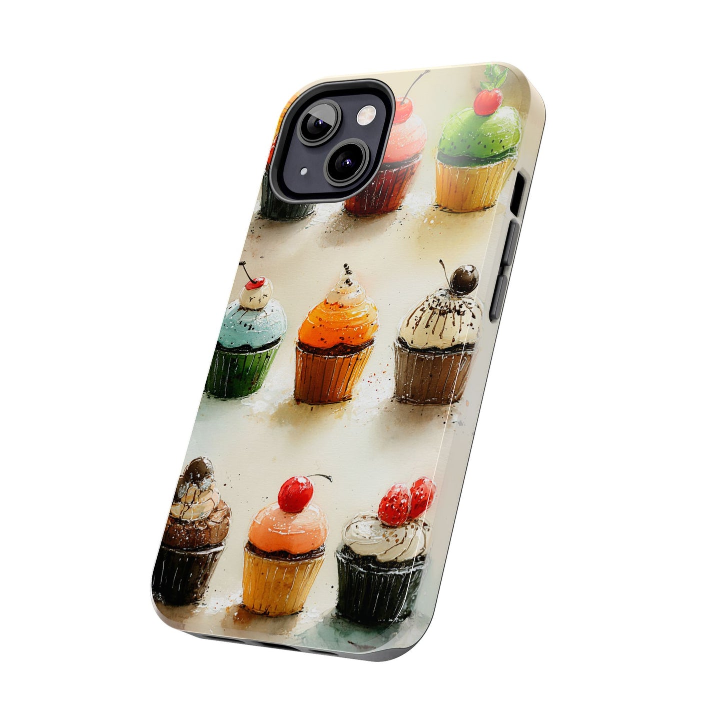 Painterly dessert phone case with cherry toppings