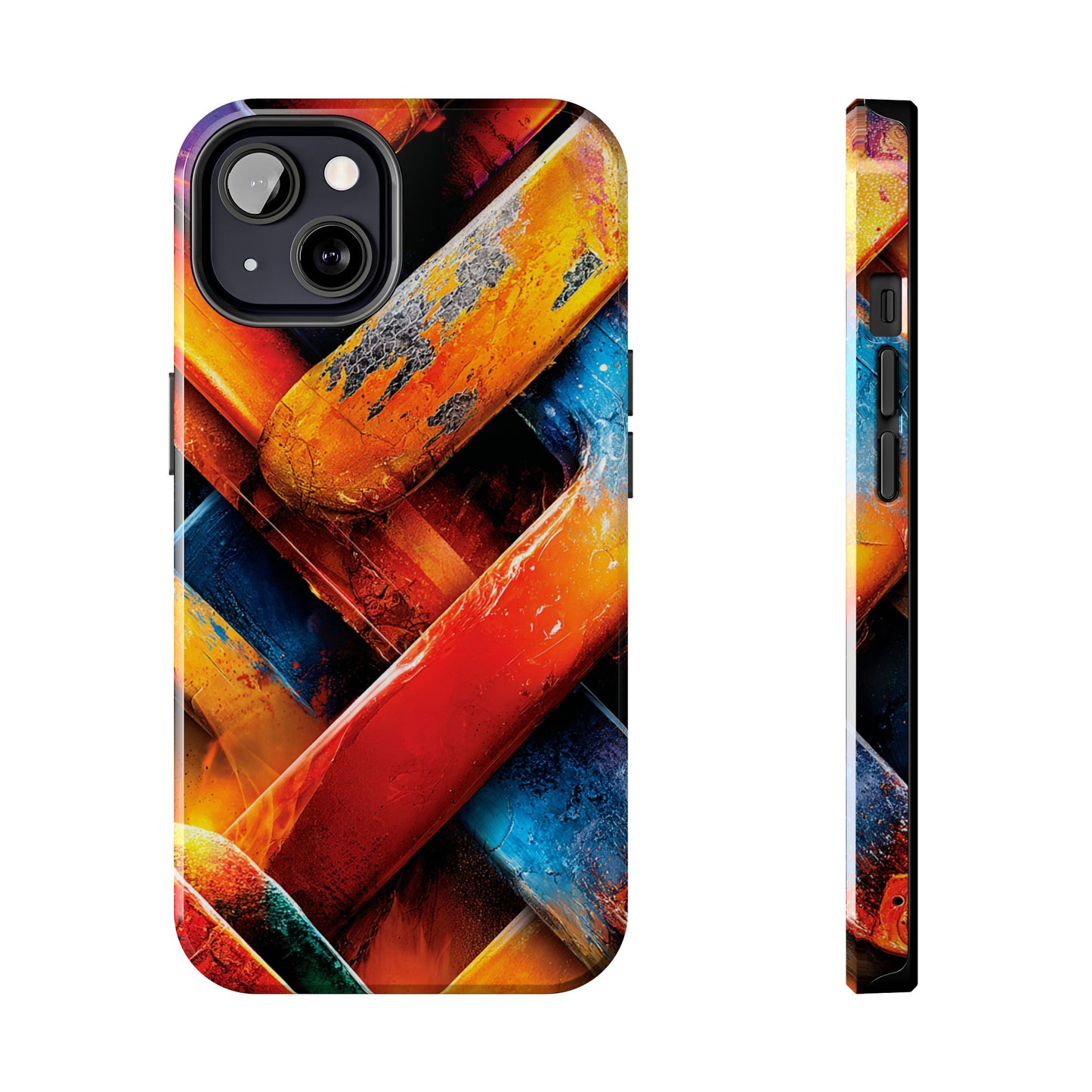 Sculptural abstract phone case in vivid molten colors