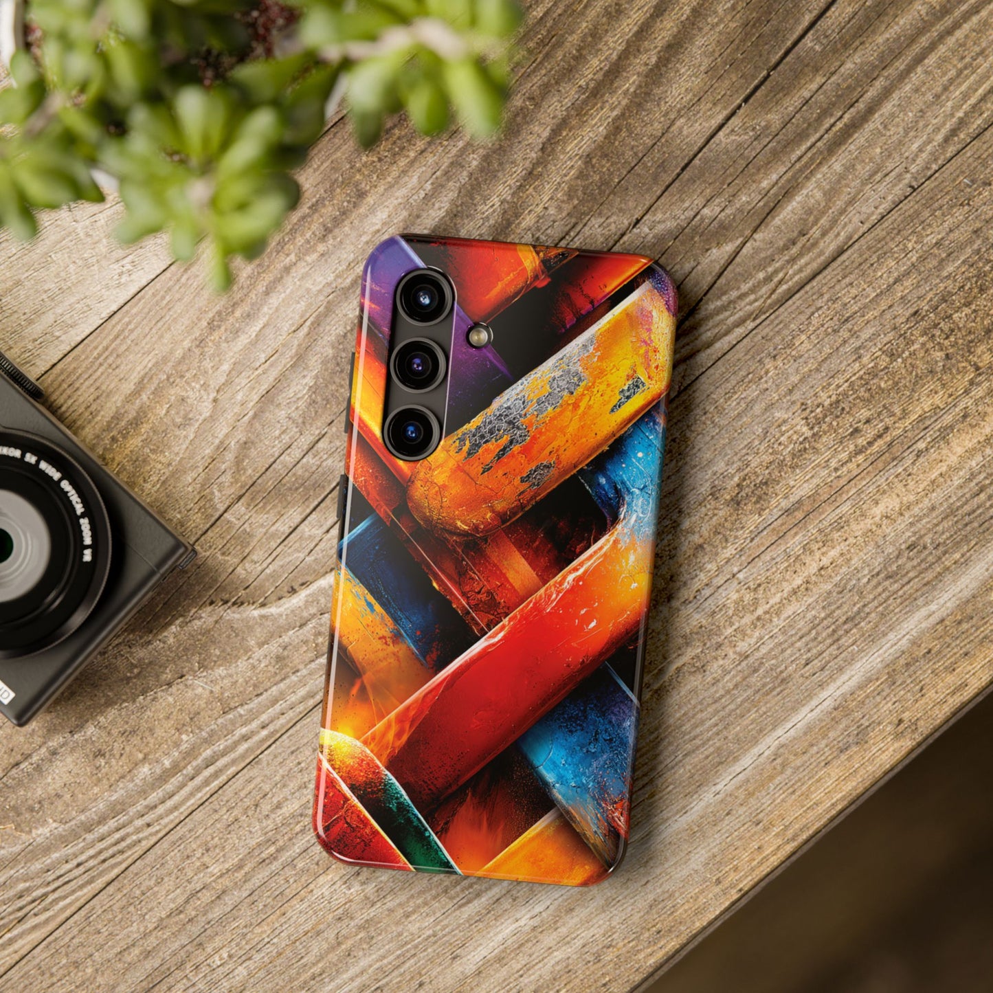 Statement phone case with bold artistic composition