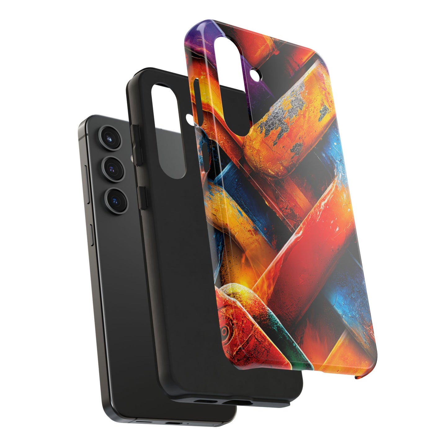 Unique modern art phone case with textured fiery look