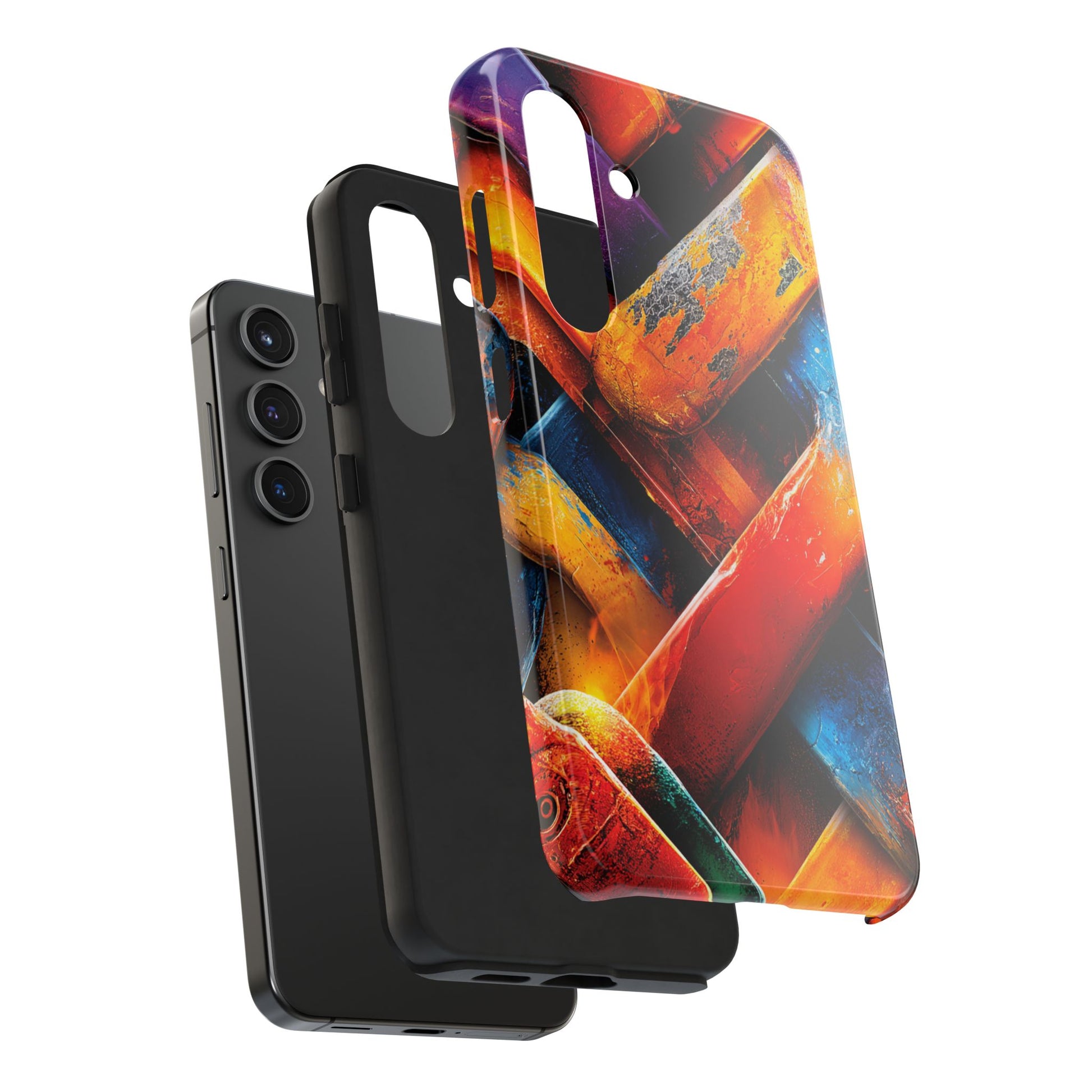 Unique modern art phone case with textured fiery look