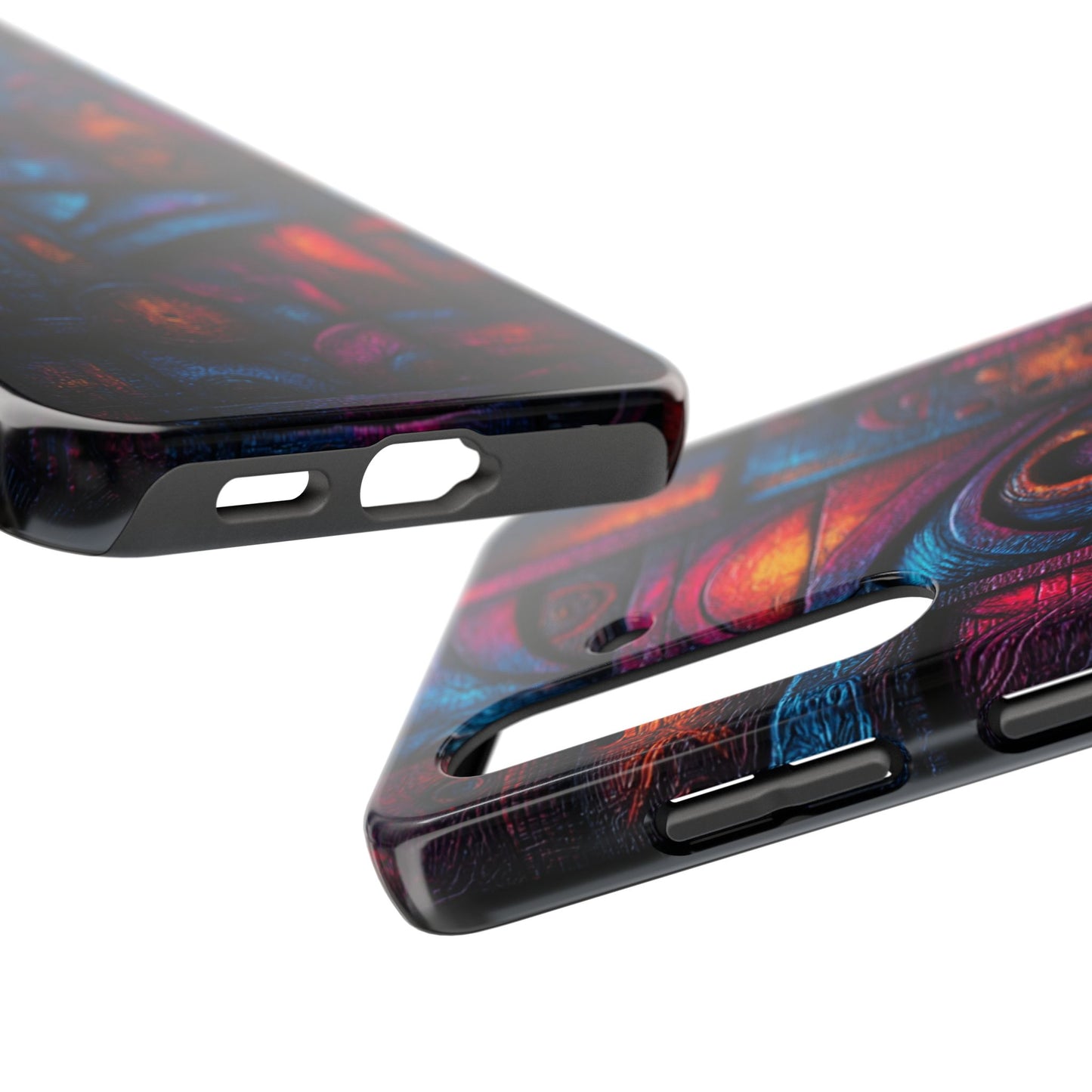 Urban art phone case with layered neon details