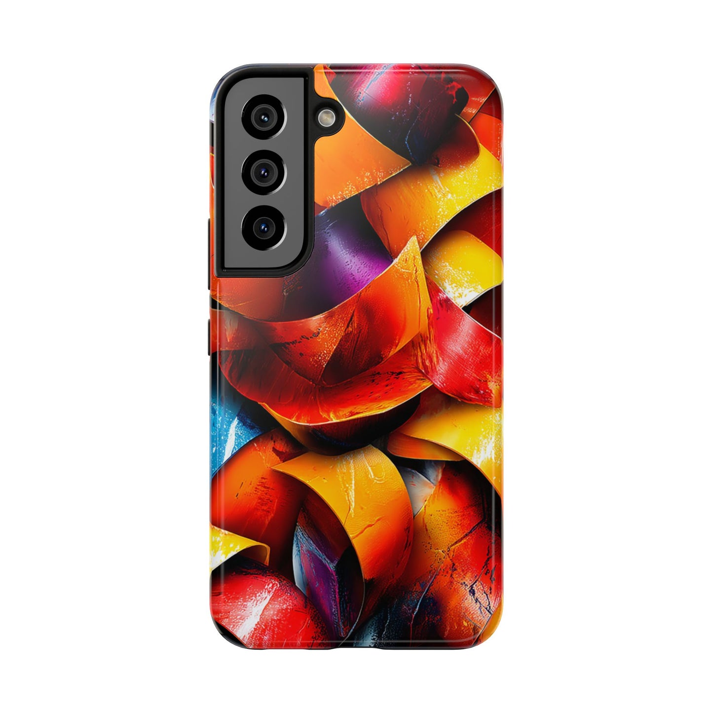 Vivid abstract paint-streaked phone case with layers