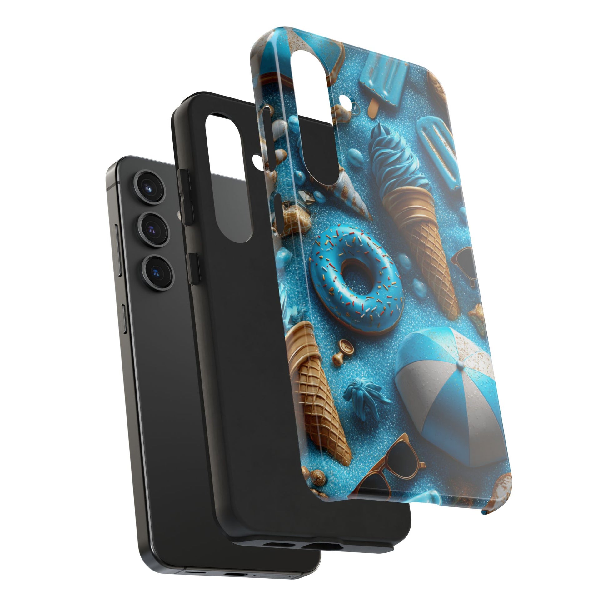 Blue Ice Cream & Beach Treats in 3D Pop Art Style - Artistic Phone Case - Artistic Vision