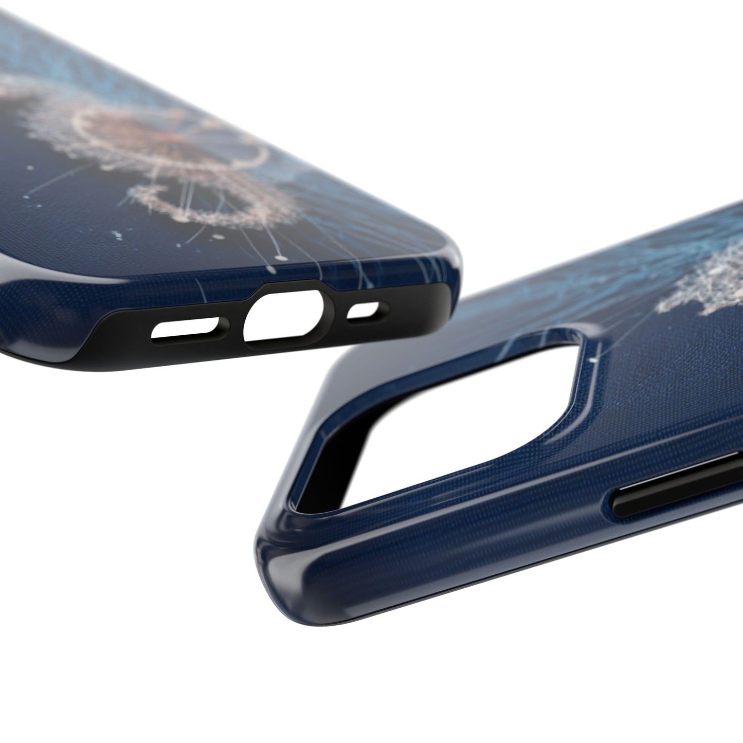 Seahorse Wheel Wireframe Phone Case – Nautical Design with Mechanical Motion - Artistic Vision