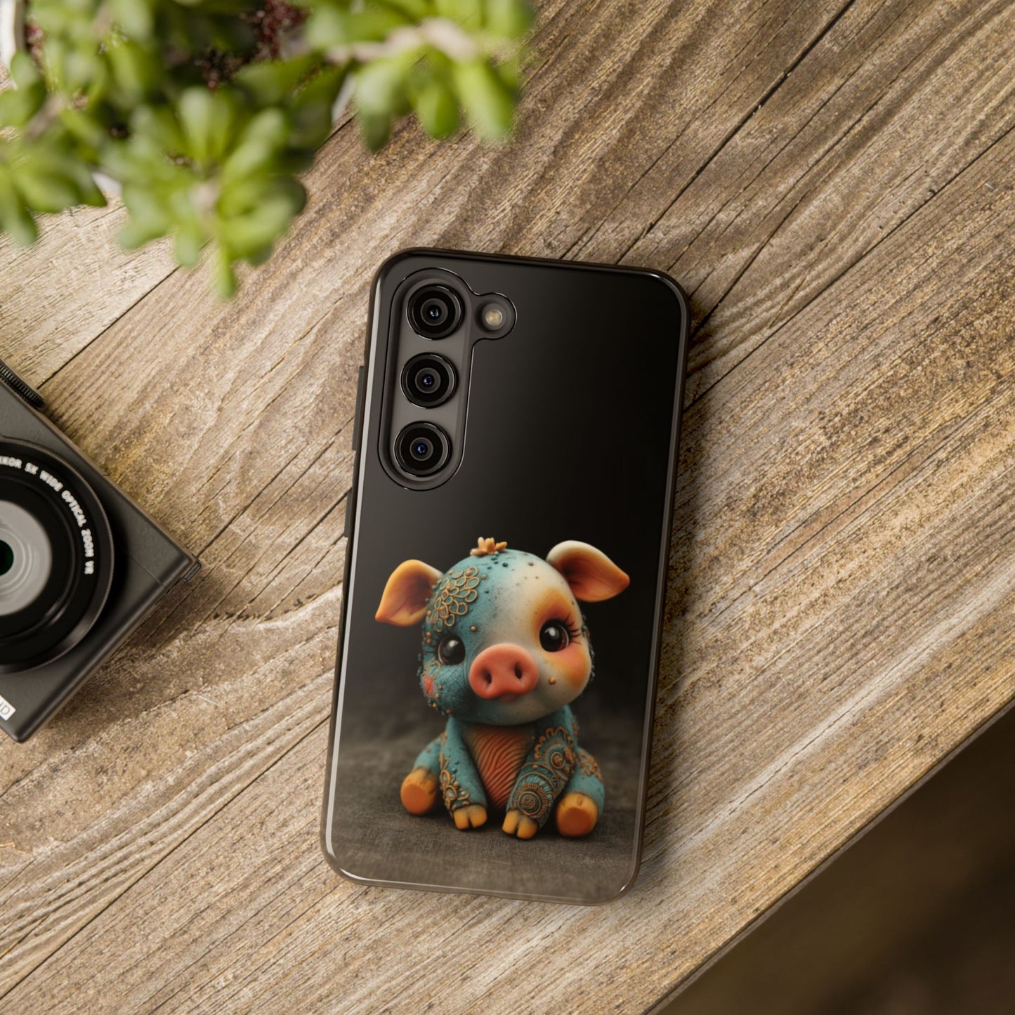 Play-Doh Piggy – Tough Phone Case with Sculpted Pink and Blue Charm - Artistic Vision