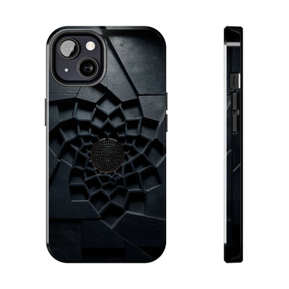 Fracture Core Tough Phone Case – Abstract Black Stone Mosaic with Central Core - Artistic Vision