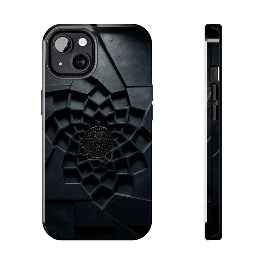 Fracture Core Tough Phone Case – Abstract Black Stone Mosaic with Central Core - Artistic Vision