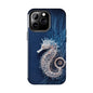 Seahorse Coral Wireframe Phone Case – Elegant Ocean Creature Design - Artistic Vision