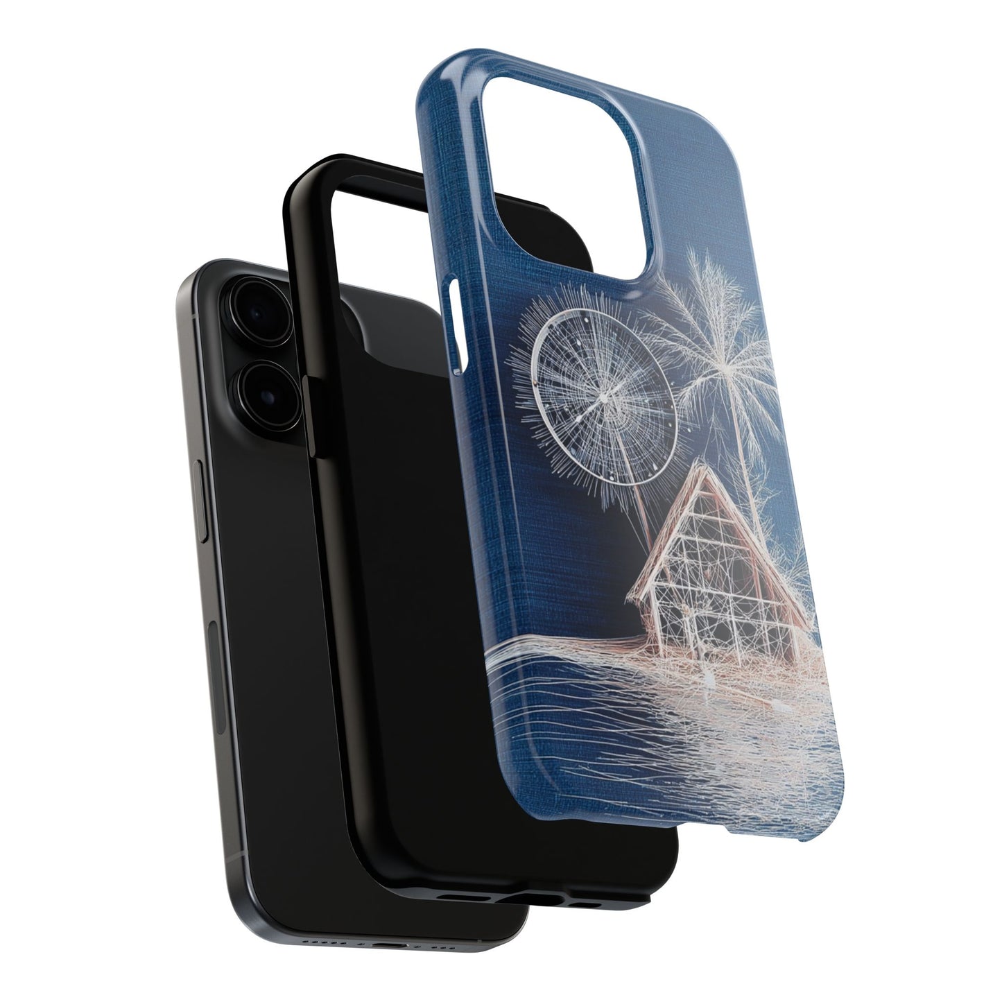 Tropical Beach Wireframe Phone Case – Nautical Island Tough Case - Artistic Vision