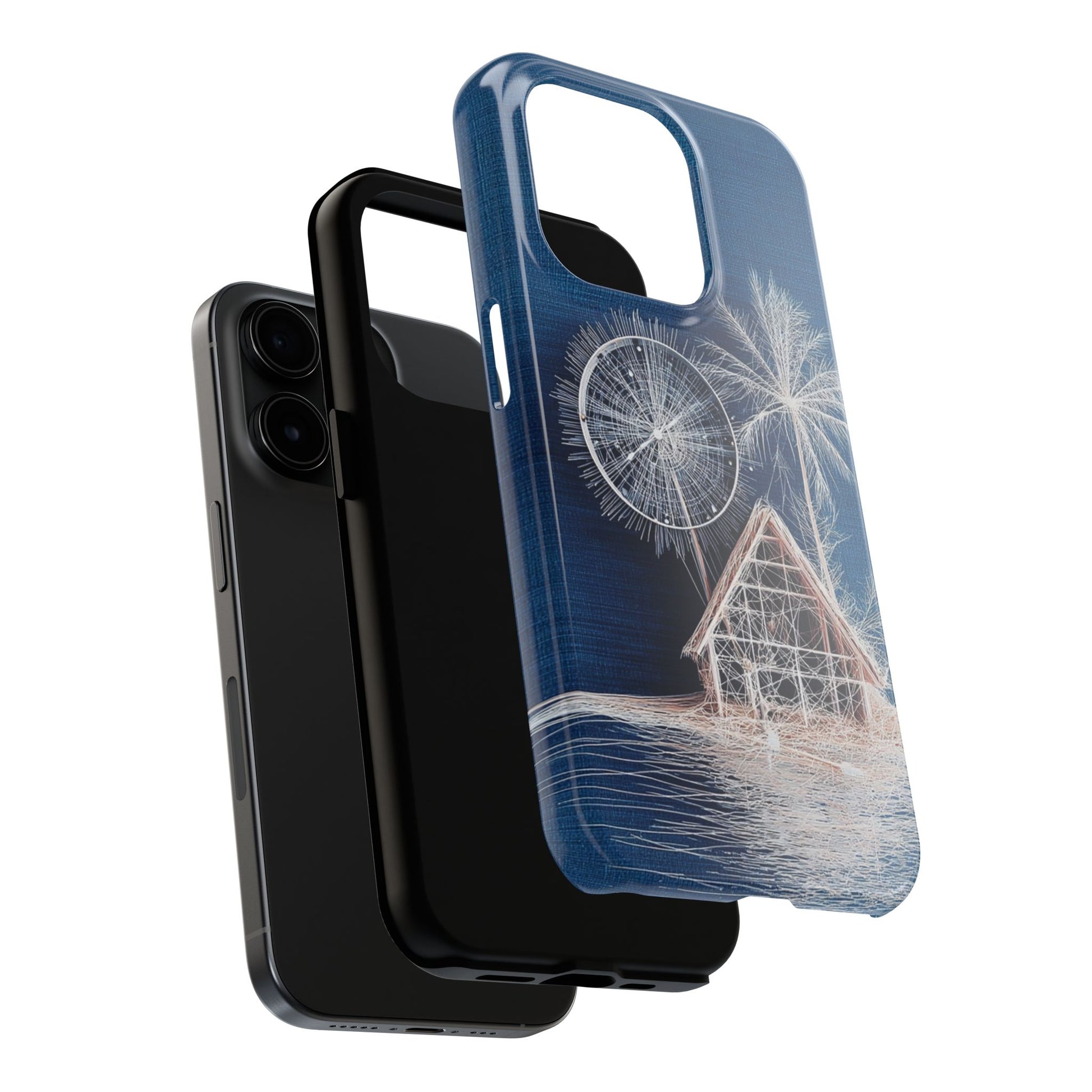 Tropical Beach Wireframe Phone Case – Nautical Island Tough Case - Artistic Vision