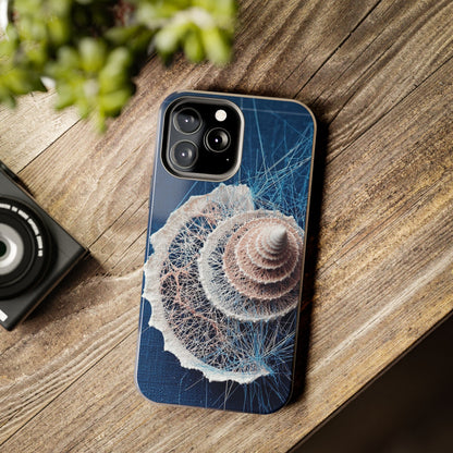 Spiral Seashell Wireframe Phone Case – Coastal Art Tough Shell - Artistic Vision