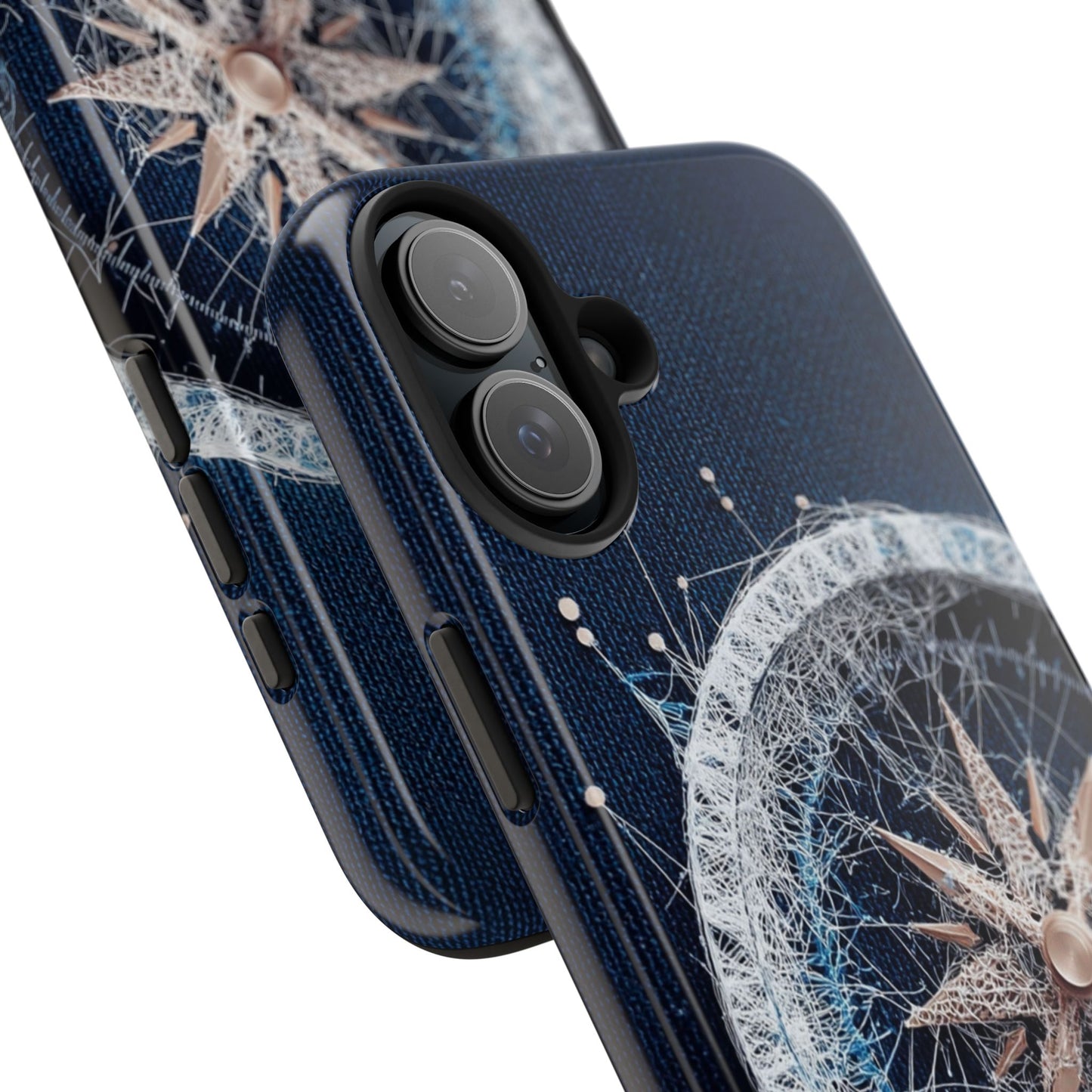 Nautical Compass Wireframe Phone Case – Durable Tough Case for Ocean Lovers - Artistic Vision