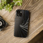 Velvet Spiral Tough Phone Case – Twisting Fabric Abstract in Black & Silver - Artistic Vision