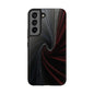 Velvet Rift Tough Phone Case – Red and Black Satin Fabric Twist Design - Artistic Vision