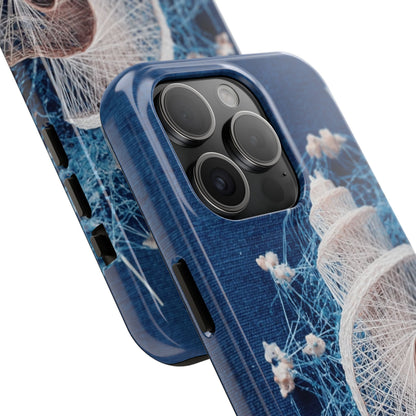 Spiral Shell Bloom Wireframe Phone Case – Marine-Inspired Abstract Shell Design - Artistic Vision