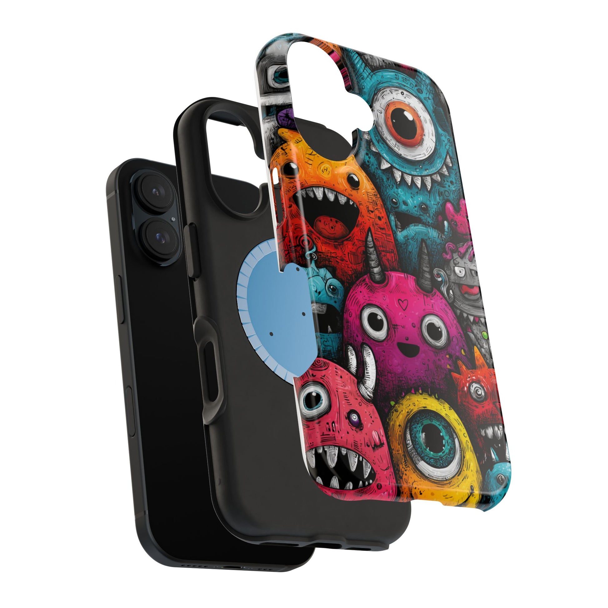 Cute Monster Doodle in Bright Urban Colors - Artistic Colorful Monster Magnetic Phone Case for iPhone - Artistic Vision