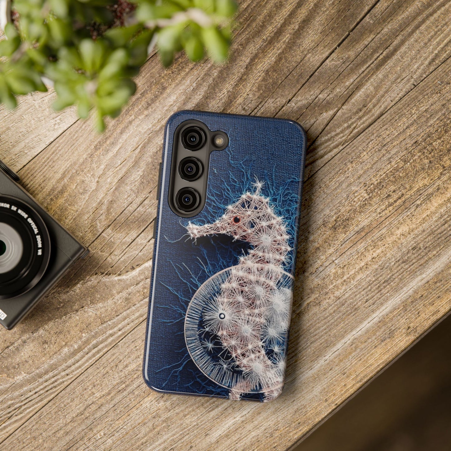 Seahorse Wireframe Phone Case – Elegant Oceanic Tough Case - Artistic Vision