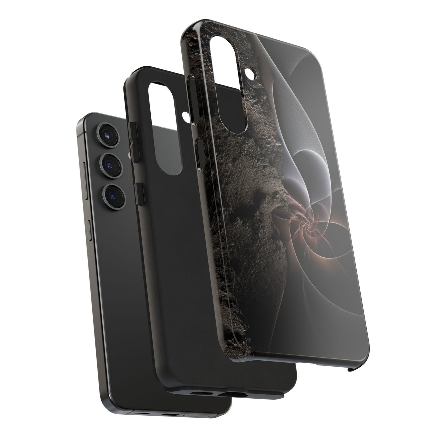 Phone case with contrast of nature and geometry