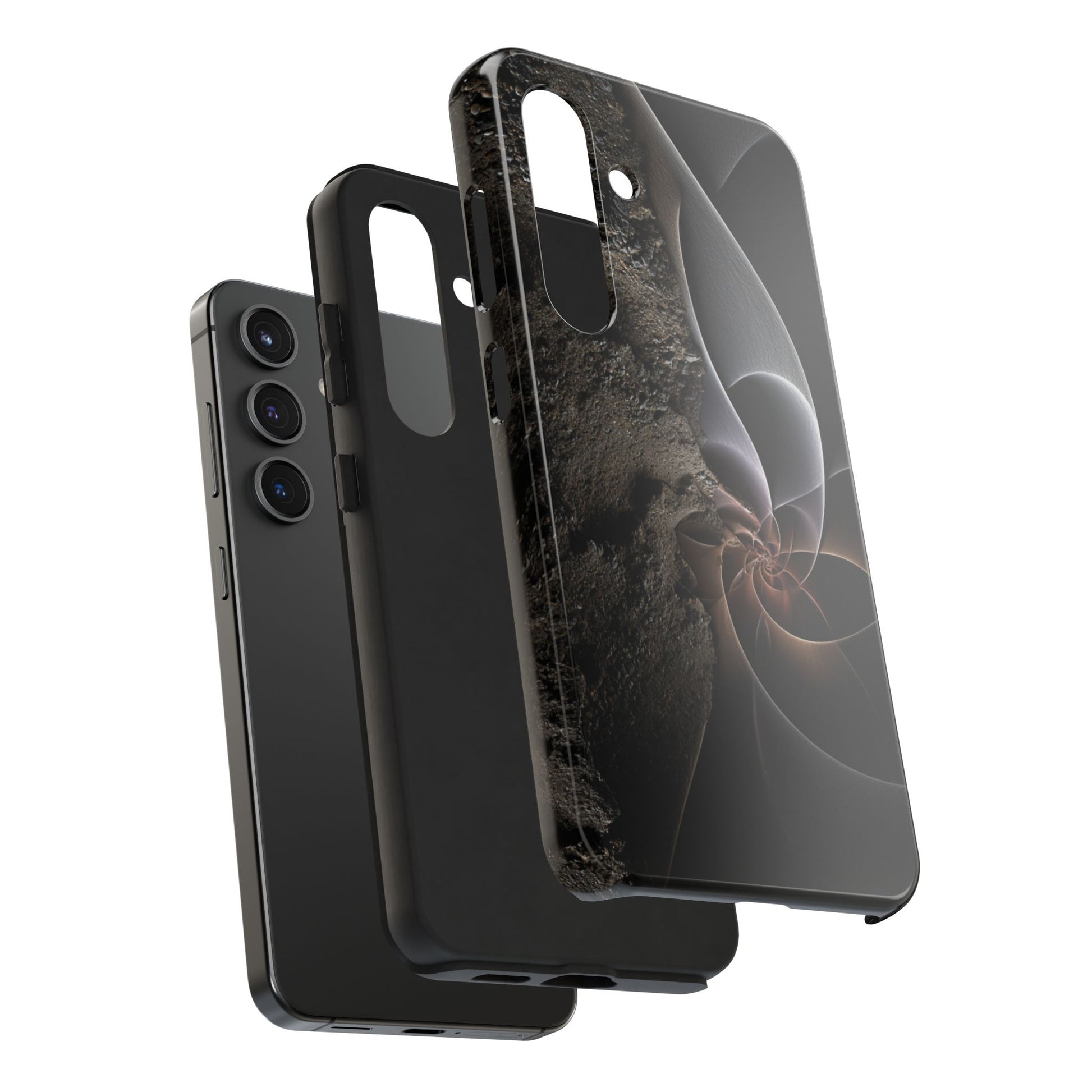 Phone case with contrast of nature and geometry