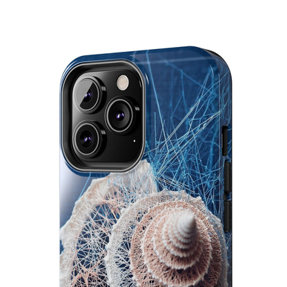 Spiral Seashell Wireframe Phone Case – Coastal Art Tough Shell - Artistic Vision