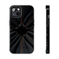 Blade Bloom Tough Phone Case – Black Petal Geometry with Metallic Edges - Artistic Vision