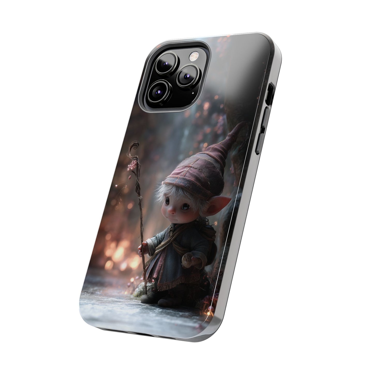 Whimsical Elf Mage Tough Phone Case – Magic Staff Forest Design - Artistic Vision