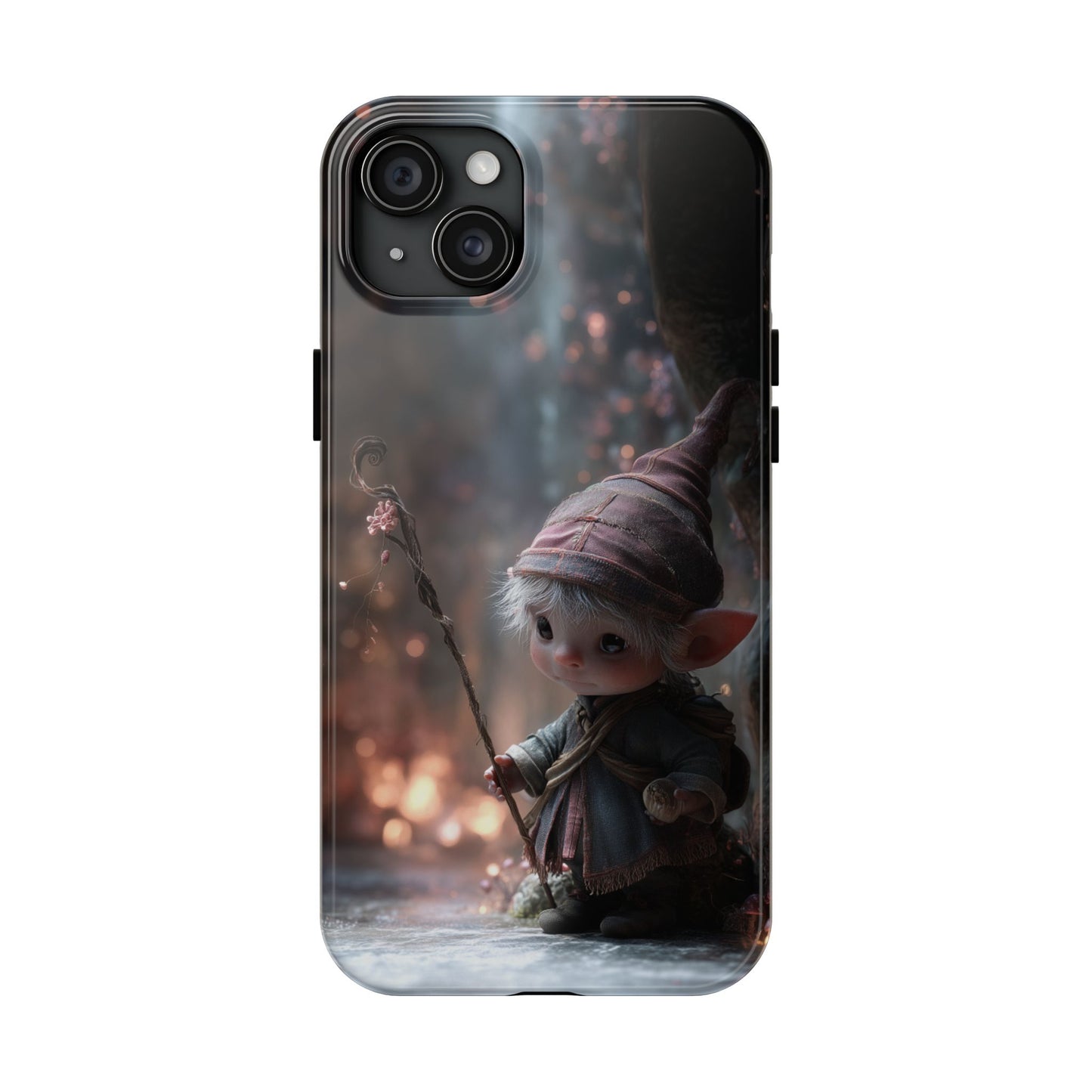 Whimsical Elf Mage Tough Phone Case – Magic Staff Forest Design - Artistic Vision