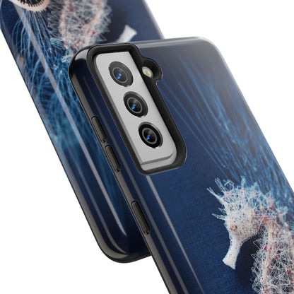 Seahorse Coral Wireframe Phone Case – Elegant Ocean Creature Design - Artistic Vision