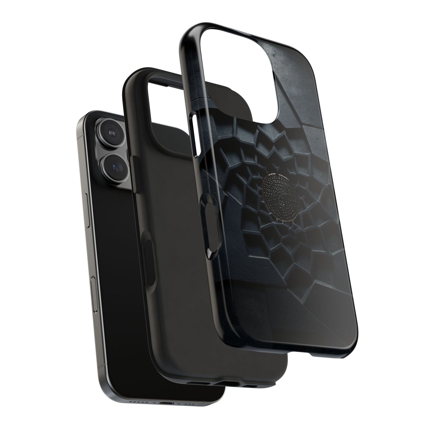 Fracture Core Tough Phone Case – Abstract Black Stone Mosaic with Central Core - Artistic Vision