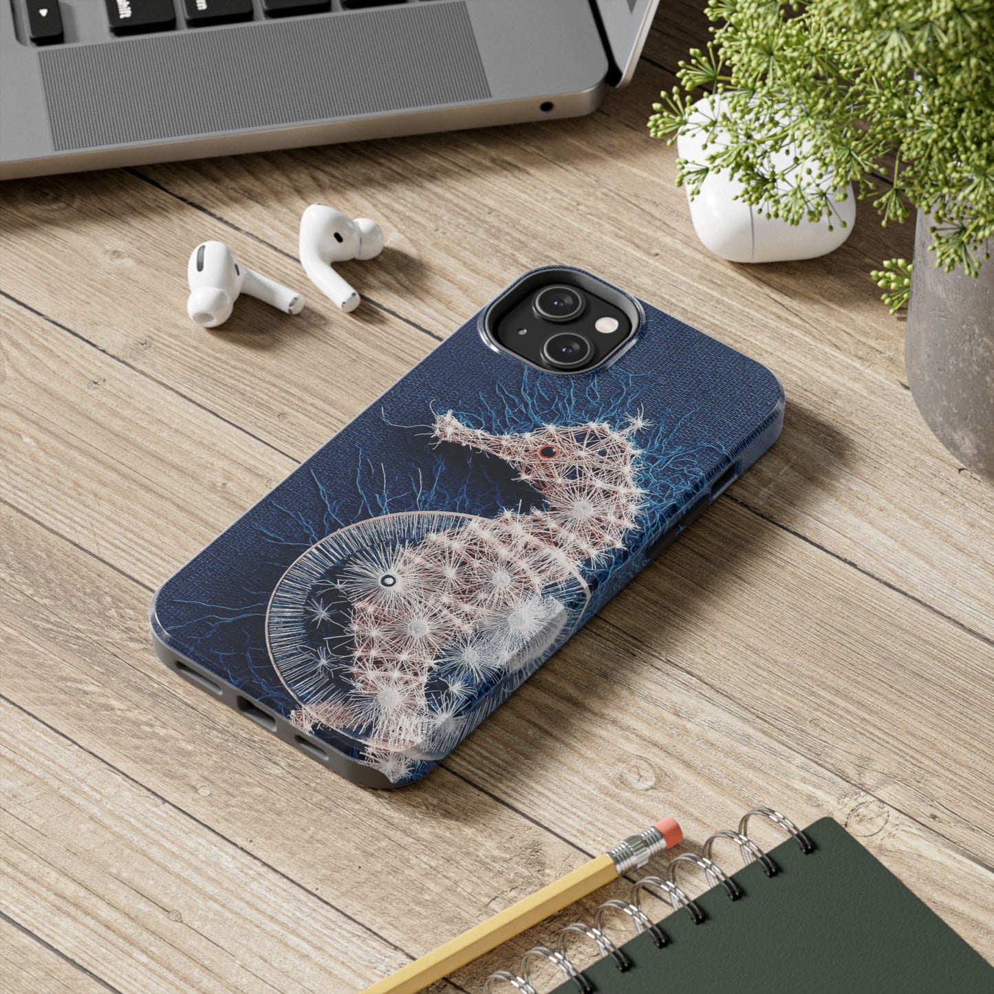 Seahorse Wireframe Phone Case – Elegant Oceanic Tough Case - Artistic Vision