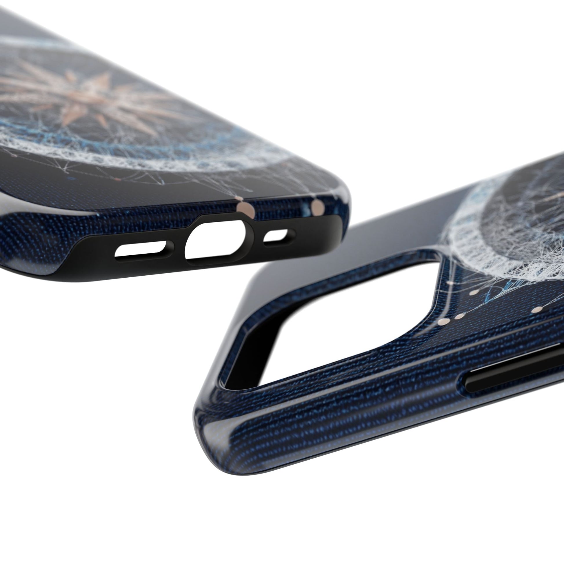 Nautical Compass Wireframe Phone Case – Durable Tough Case for Ocean Lovers - Artistic Vision