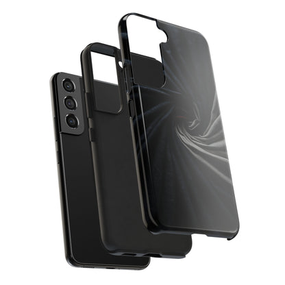 Velvet Spiral Tough Phone Case – Twisting Fabric Abstract in Black & Silver - Artistic Vision