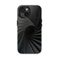 Obsidian Fan Tough Phone Case – Black Gold Radial Geometry - Artistic Vision
