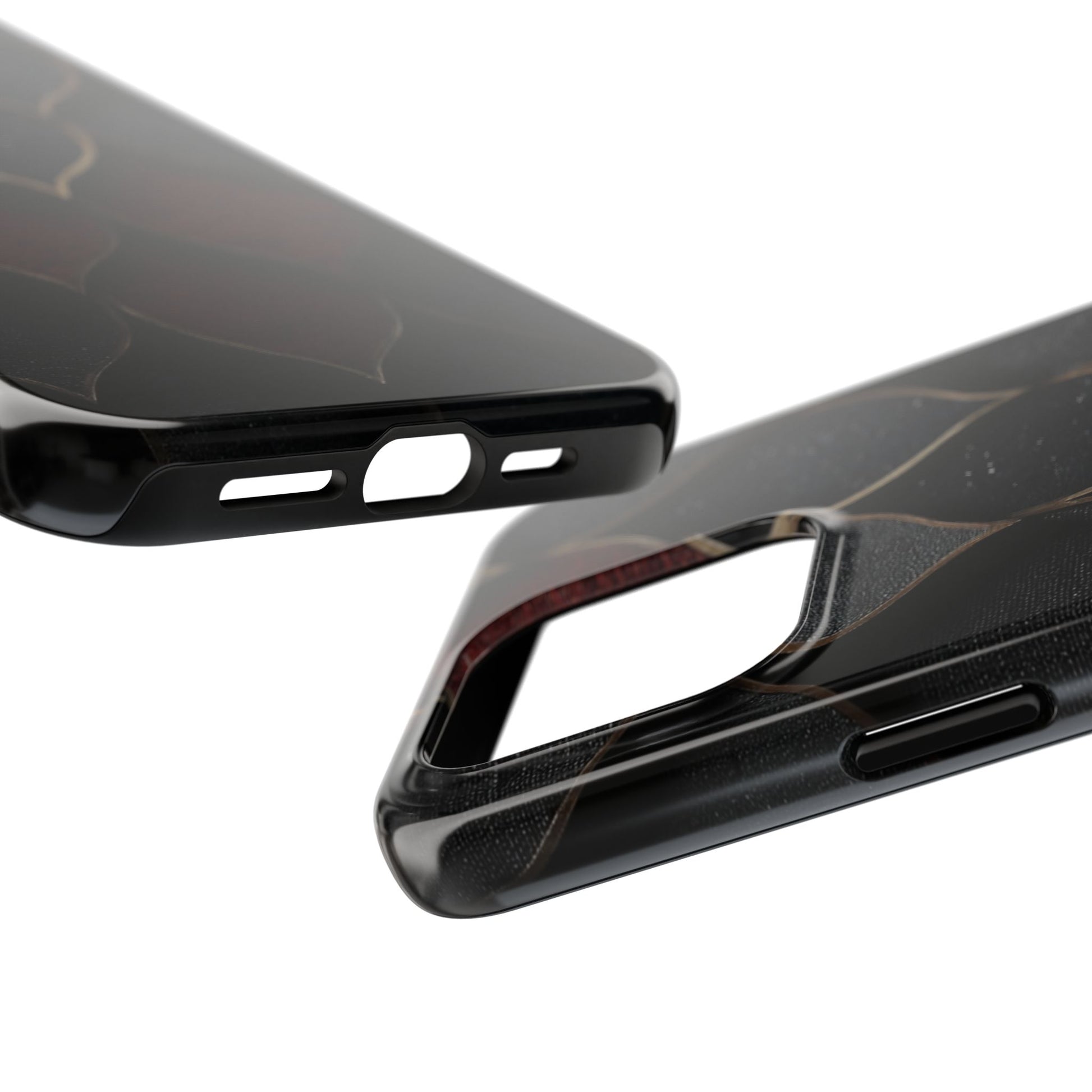 Crimson Scales Tough Phone Case – Red & Black Armor Texture Design - Artistic Vision