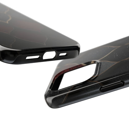 Crimson Scales Tough Phone Case – Red & Black Armor Texture Design - Artistic Vision