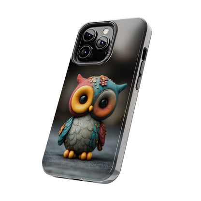 Play-Doh Owl – Tough Phone Case with Clay Texture and Big-Eyed Charm - Artistic Vision