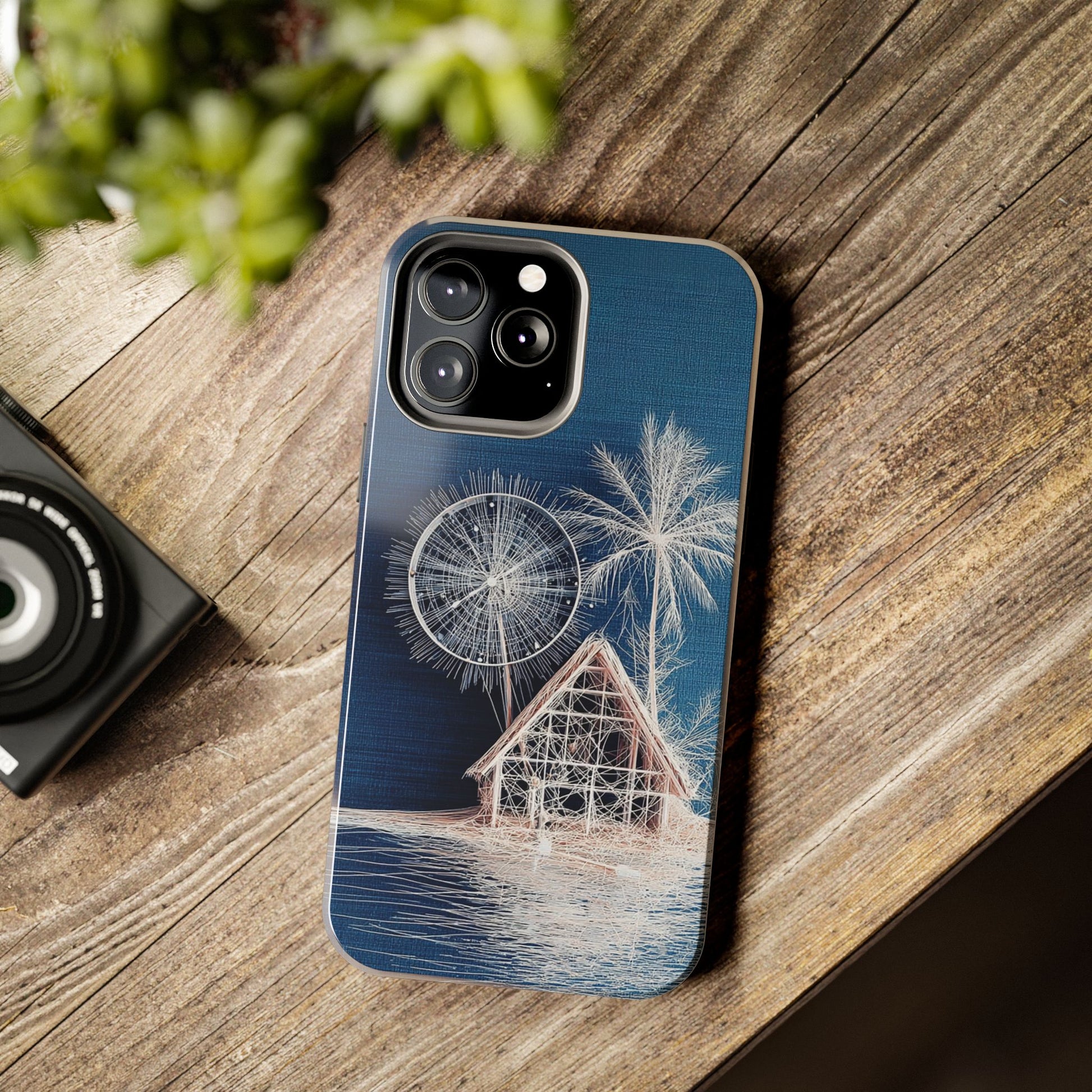 Tropical Beach Wireframe Phone Case – Nautical Island Tough Case - Artistic Vision