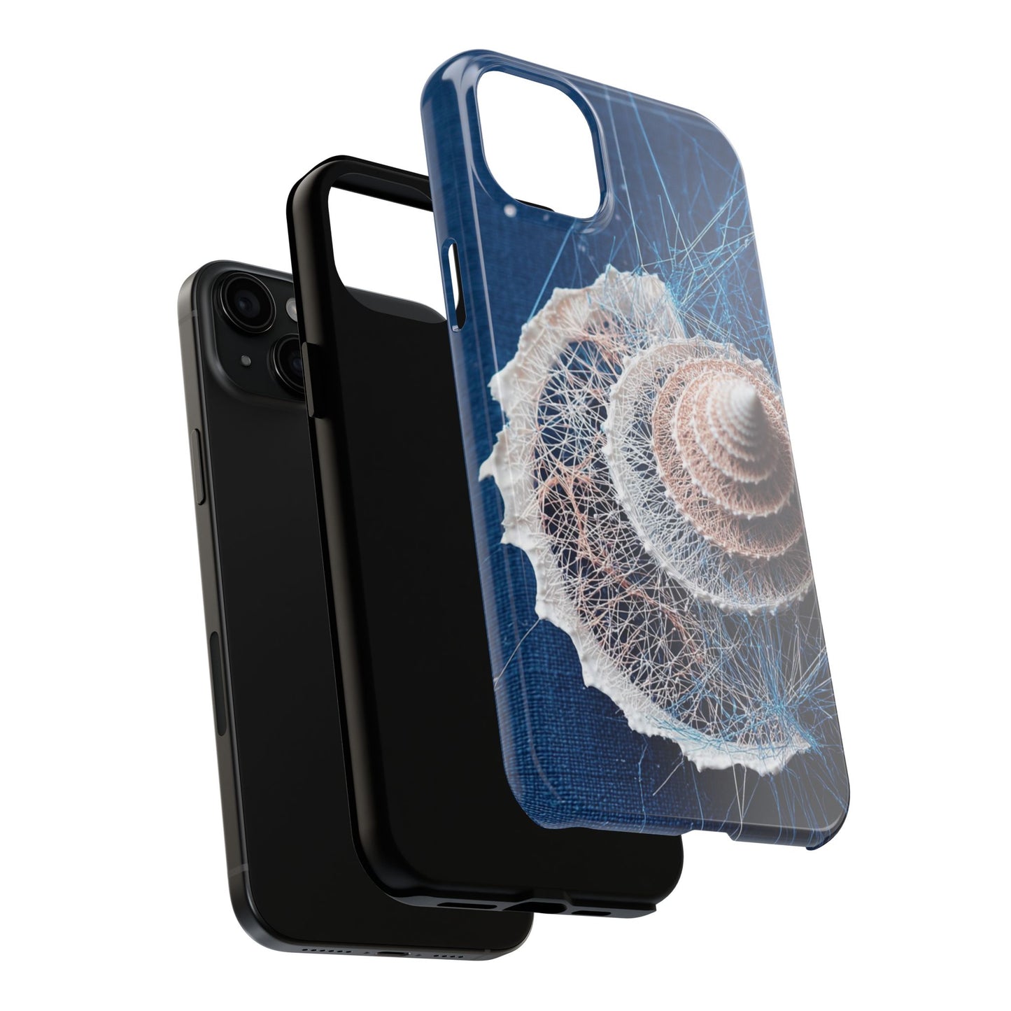 Spiral Seashell Wireframe Phone Case – Coastal Art Tough Shell - Artistic Vision