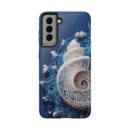 Spiral Shell Bloom Wireframe Phone Case – Marine-Inspired Abstract Shell Design - Artistic Vision
