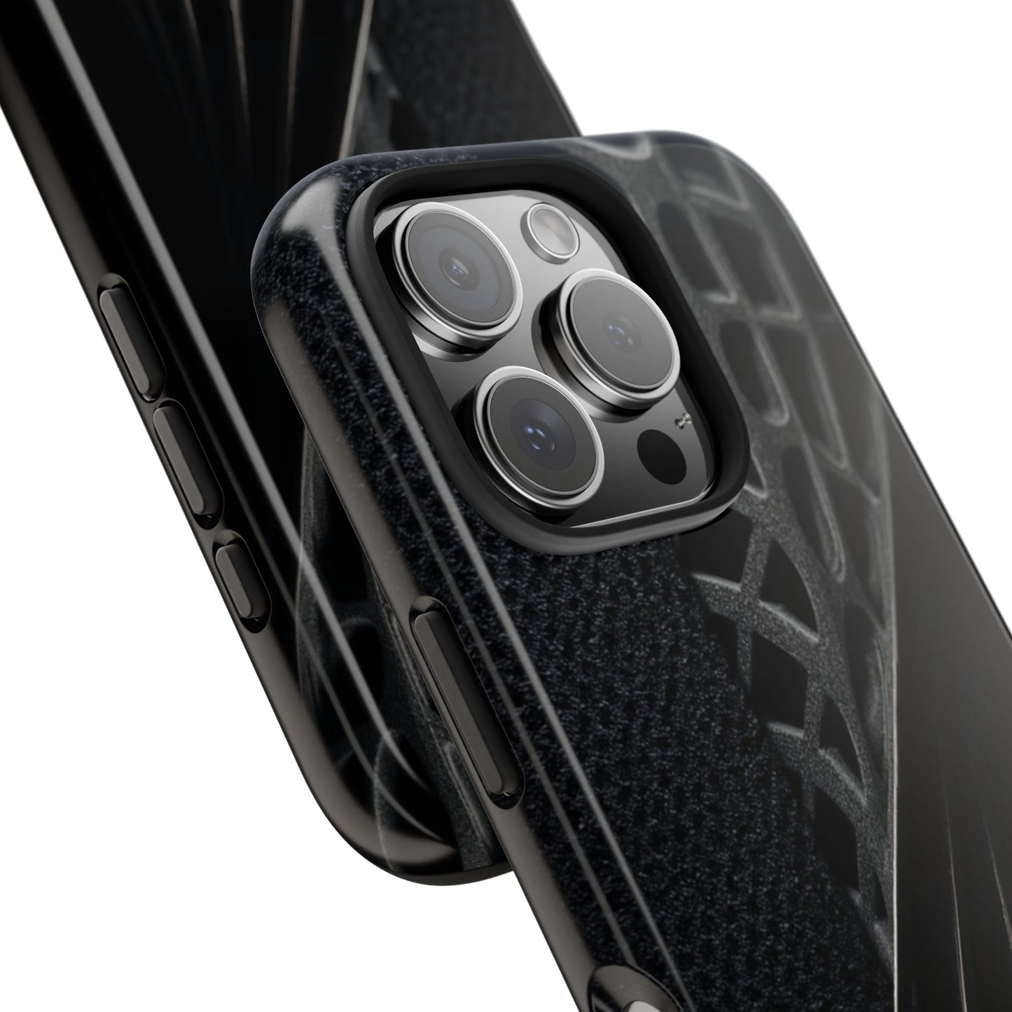 Carbon Helix Tough Phone Case – Twisted Black Lattice Pattern Design - Artistic Vision