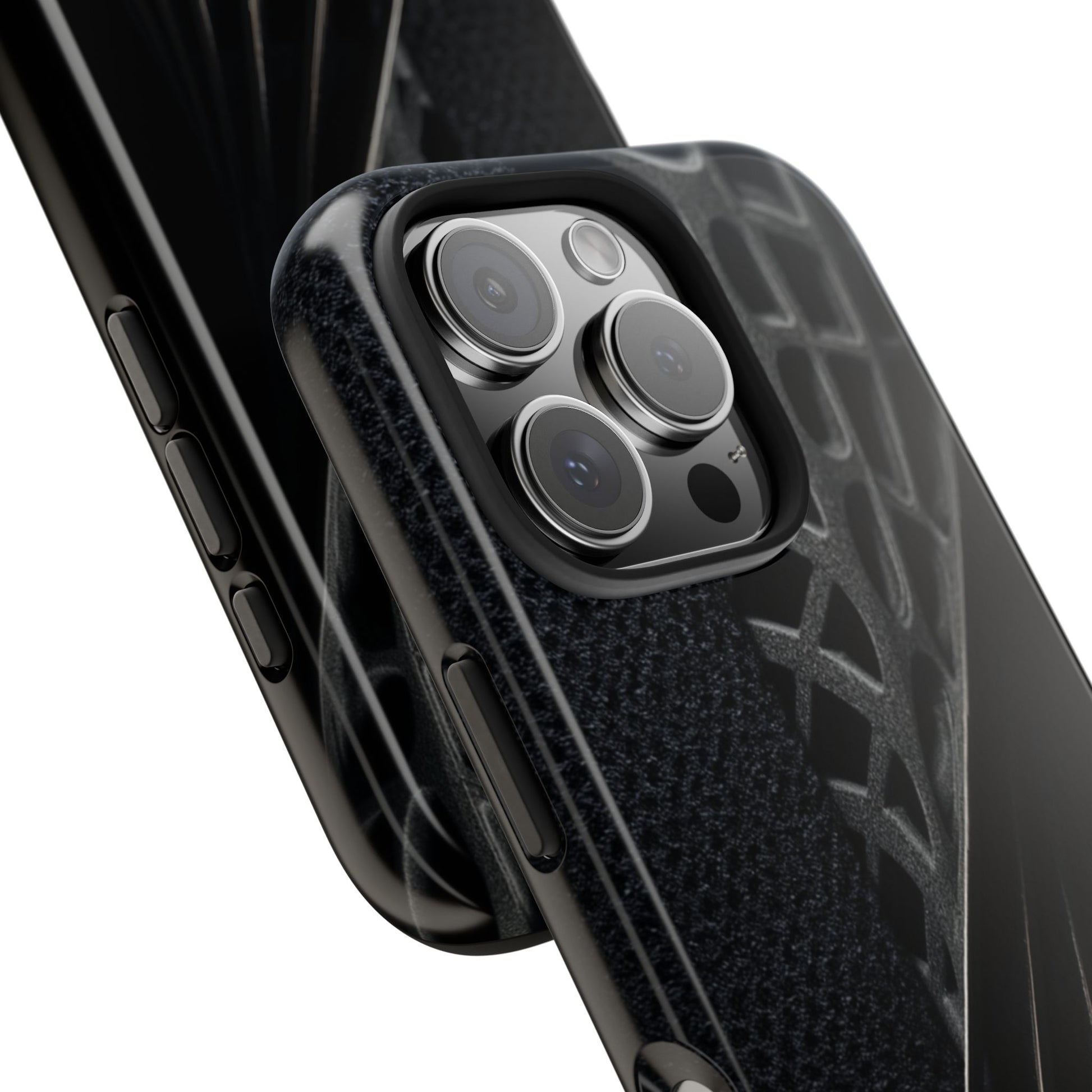 Carbon Helix Tough Phone Case – Twisted Black Lattice Pattern Design - Artistic Vision