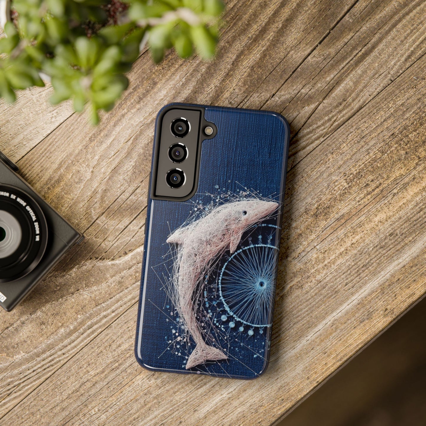Dolphin Wireframe Spiral Phone Case – Tough Ocean Design with Dynamic Motion - Artistic Vision