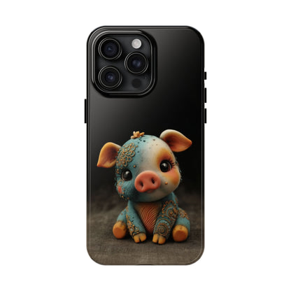 Play-Doh Piggy – Tough Phone Case with Sculpted Pink and Blue Charm - Artistic Vision
