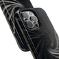 Velvet Spiral Tough Phone Case – Twisting Fabric Abstract in Black & Silver - Artistic Vision