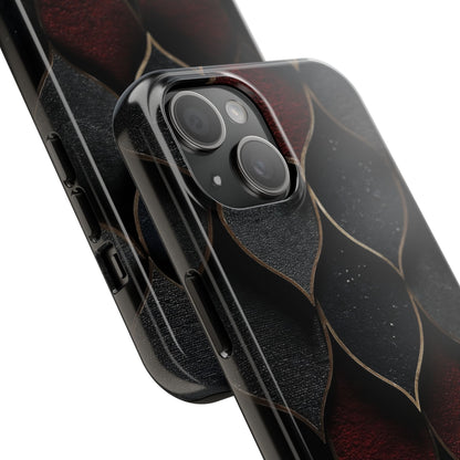 Crimson Scales Tough Phone Case – Red & Black Armor Texture Design - Artistic Vision