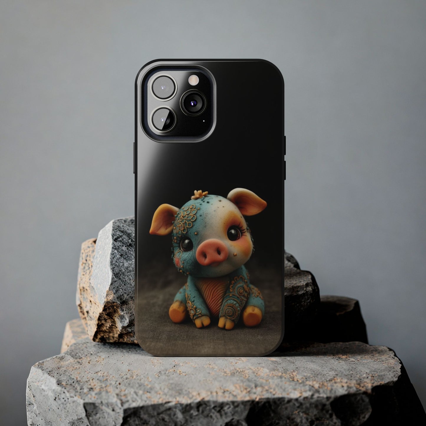 Play-Doh Piggy – Tough Phone Case with Sculpted Pink and Blue Charm - Artistic Vision