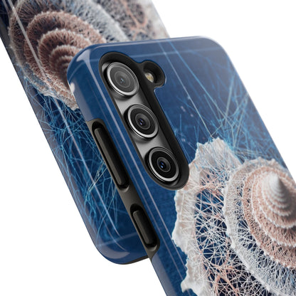 Spiral Seashell Wireframe Phone Case – Coastal Art Tough Shell - Artistic Vision