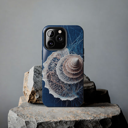Spiral Seashell Wireframe Phone Case – Coastal Art Tough Shell - Artistic Vision