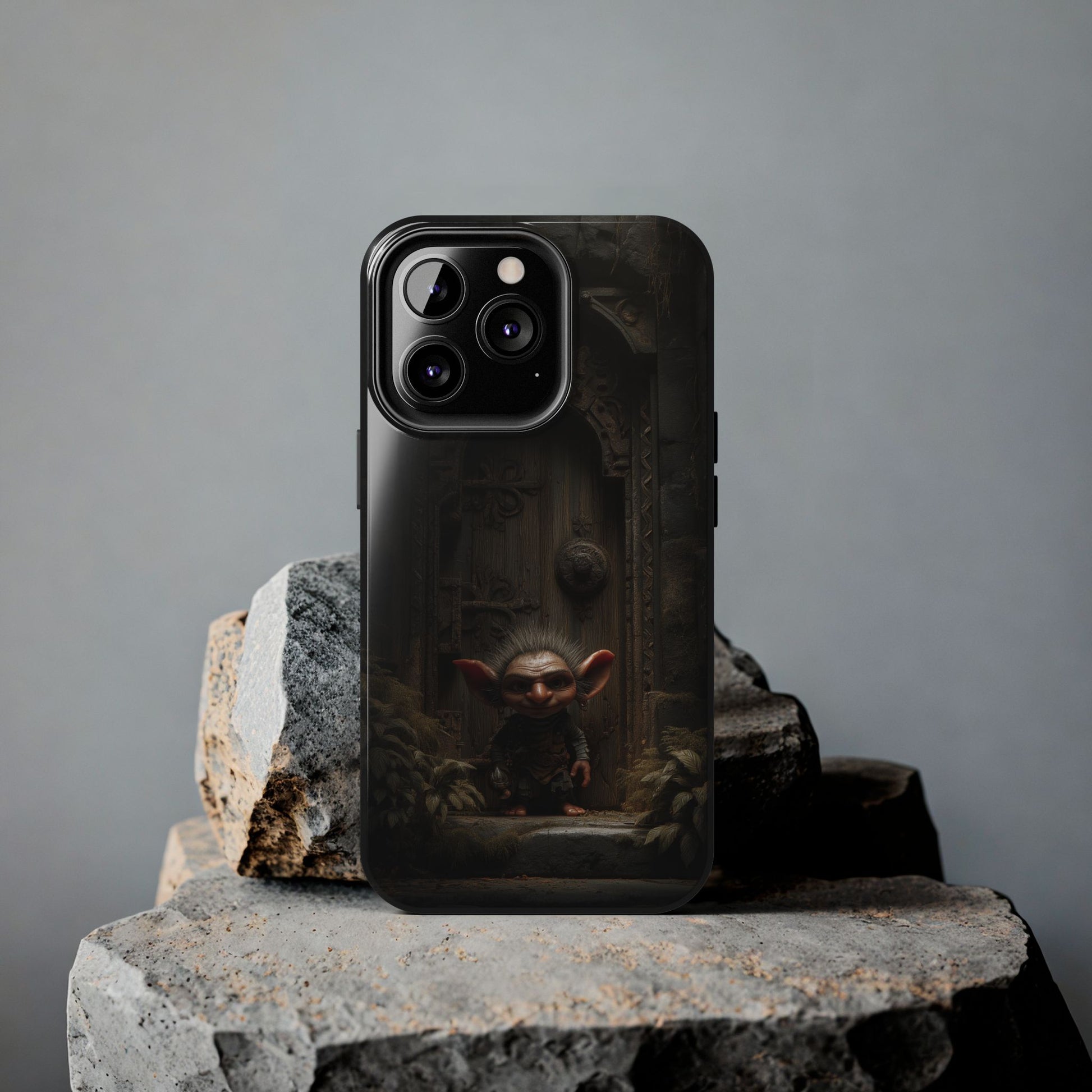 Fantasy Goblin Guardian Tough Phone Case – Mystical Forest Gate Design - Artistic Vision